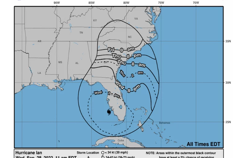 ¿Dónde y cuándo va a tocar tierra el huracán Ian en Florida?